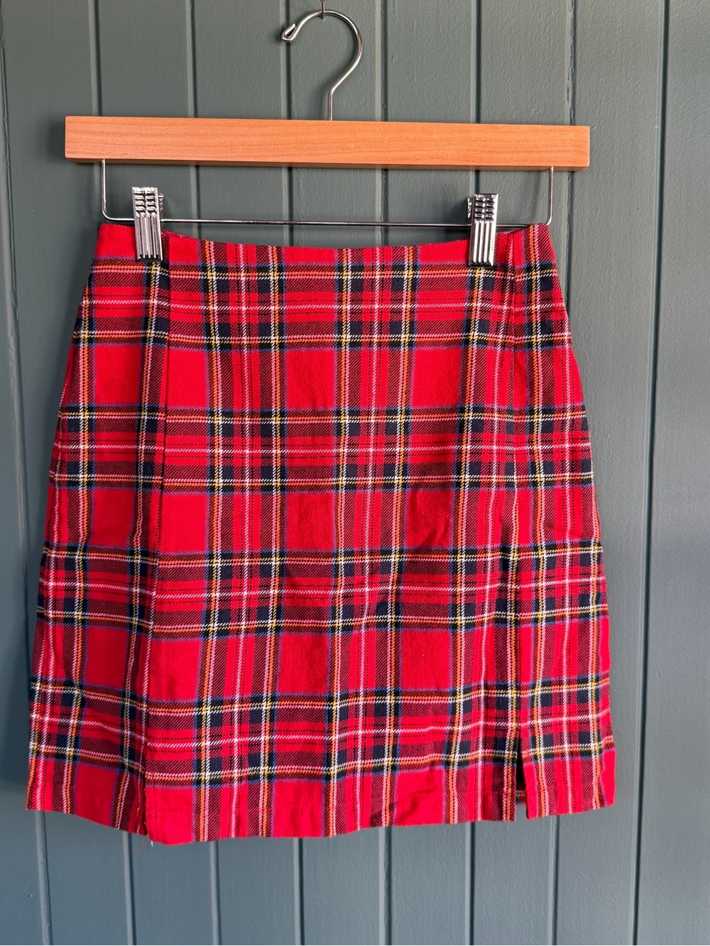 Brandy Melville Red Plaid Mini Skirt
